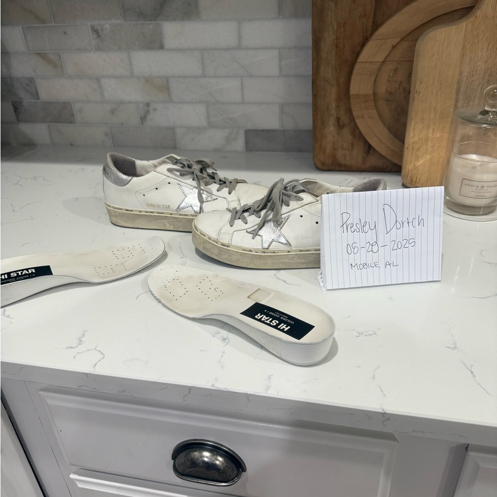 Golden Goose White and Gray Star Sneakers